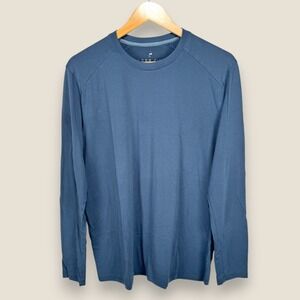 Free Fly Bamboo Long Sleeve Crew Neck T Shirt Men Medium Blue Fishing Athletic